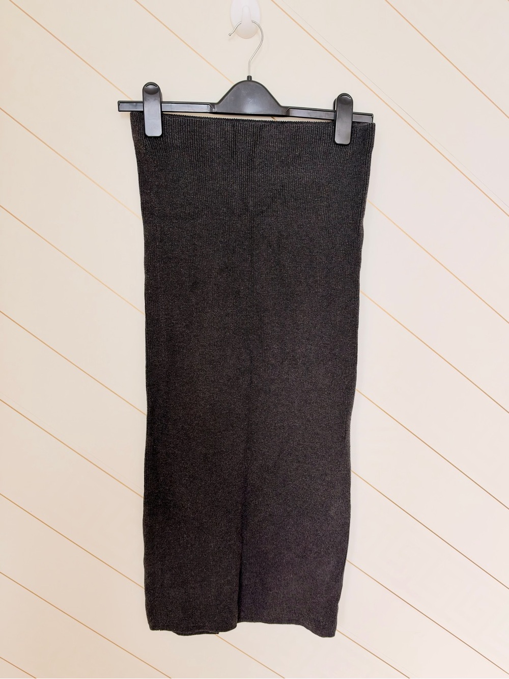 Zara Knit Midi Skirt Women's Ribbed charcoal grey small